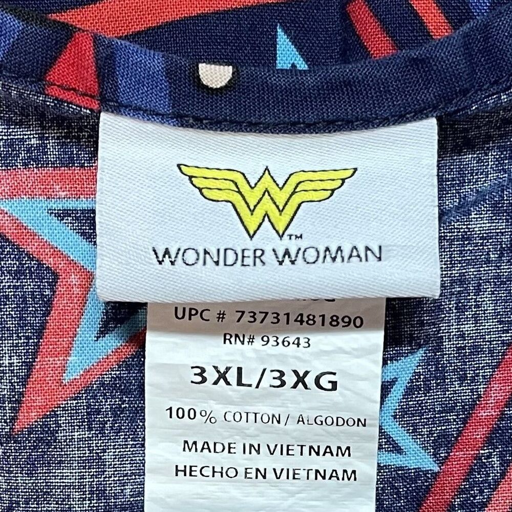 DC Comics Funko Pop Wonder Woman Mock Wrap Nurse Scrub Top Unisex Navy Red 3XL - Picture 6 of 8